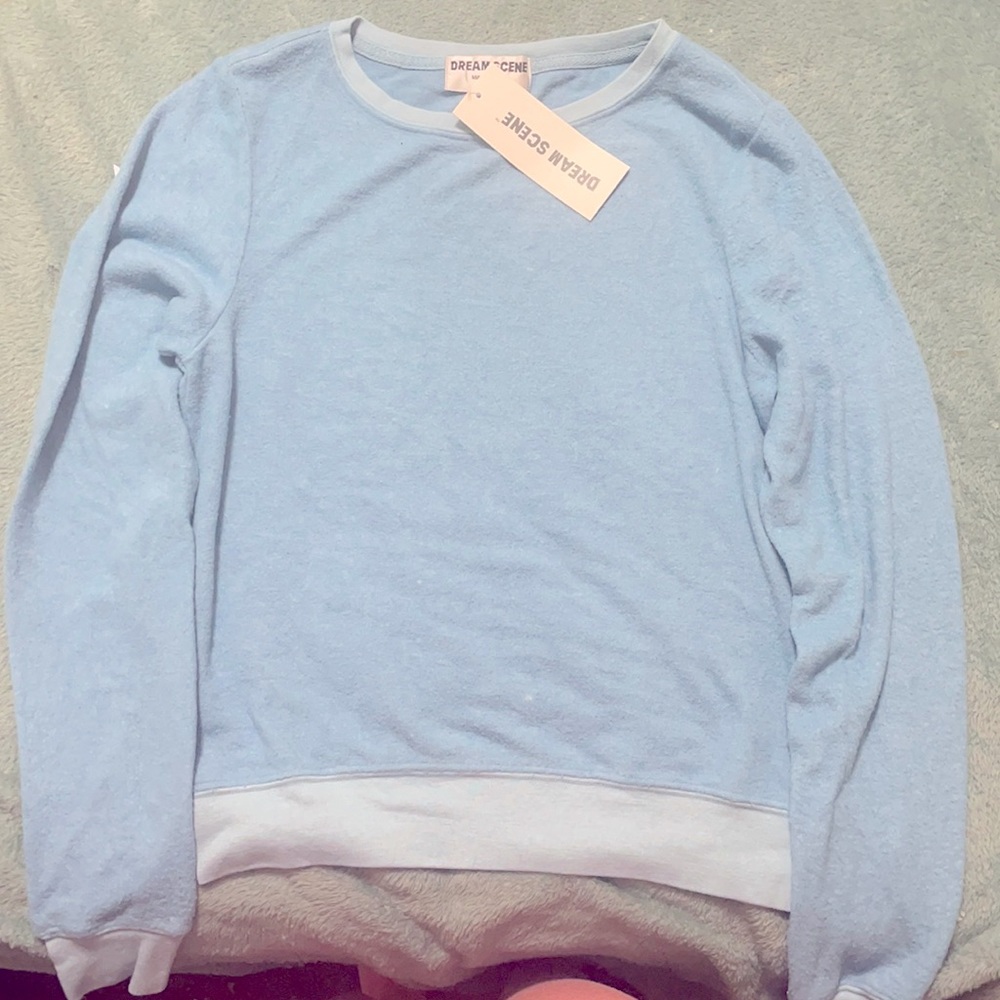 Wildfox DREAM SCENE Dahlia Blue Pullover XXS